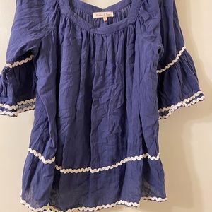 Navy Bell Sleeve Blouse